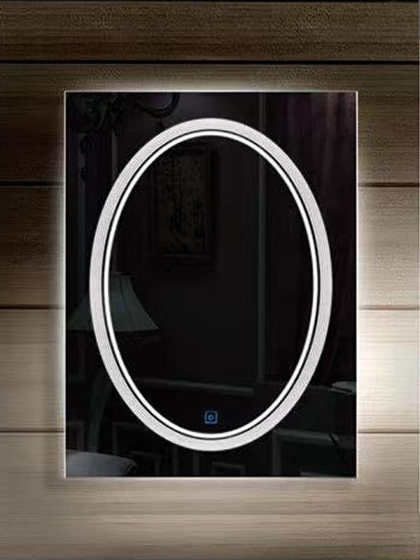 B38 LED Smart square Touch Screen Bathroom Mirror with temperature display